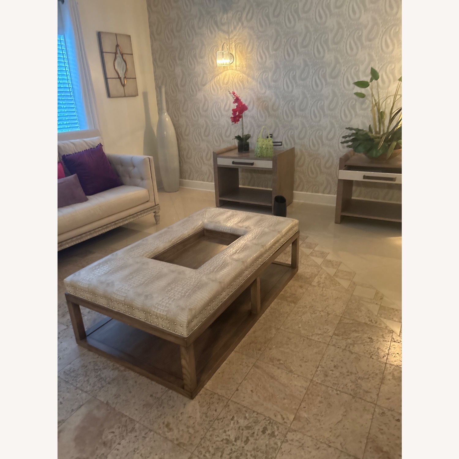 Theodore Alexander Natural Leather Coffee Table - image-1