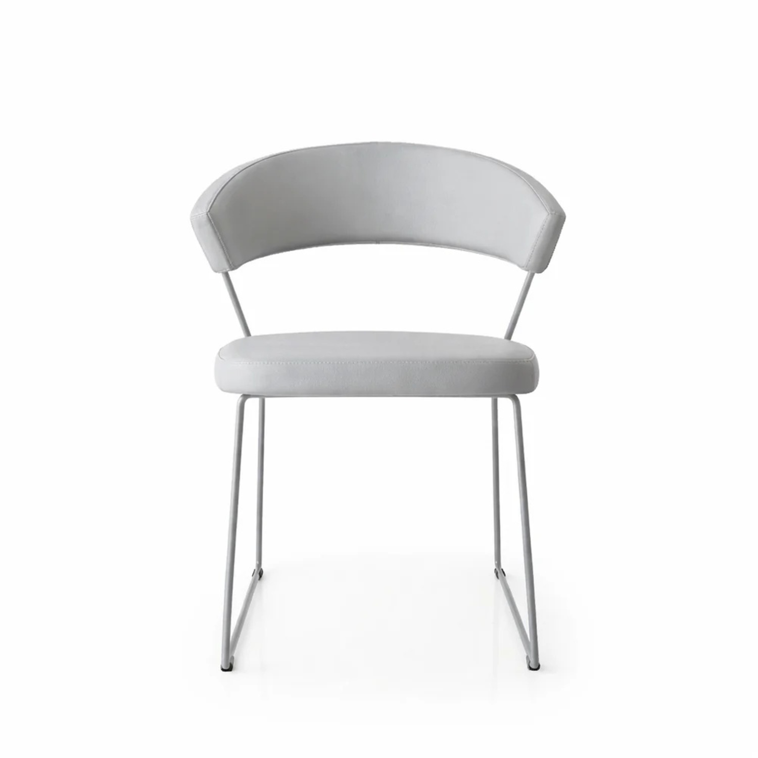 Calligaris Connubia Light Gray Leather Dining Chairs - image-5