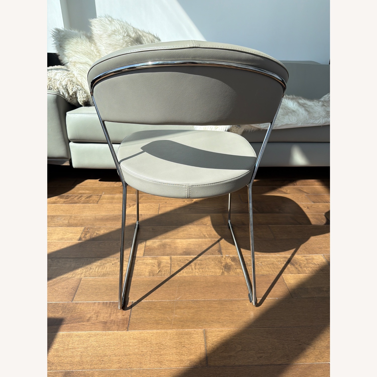 Calligaris Connubia Light Gray Leather Dining Chairs - image-4