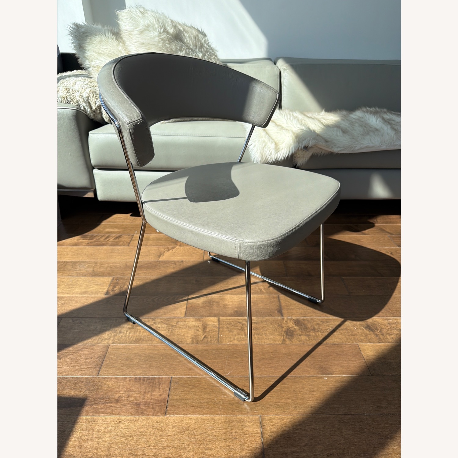 Calligaris Connubia Light Gray Leather Dining Chairs - image-2