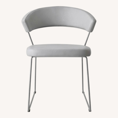 Used Calligaris Connubia Light Gray Leather Dining Chairs for sale on AptDeco