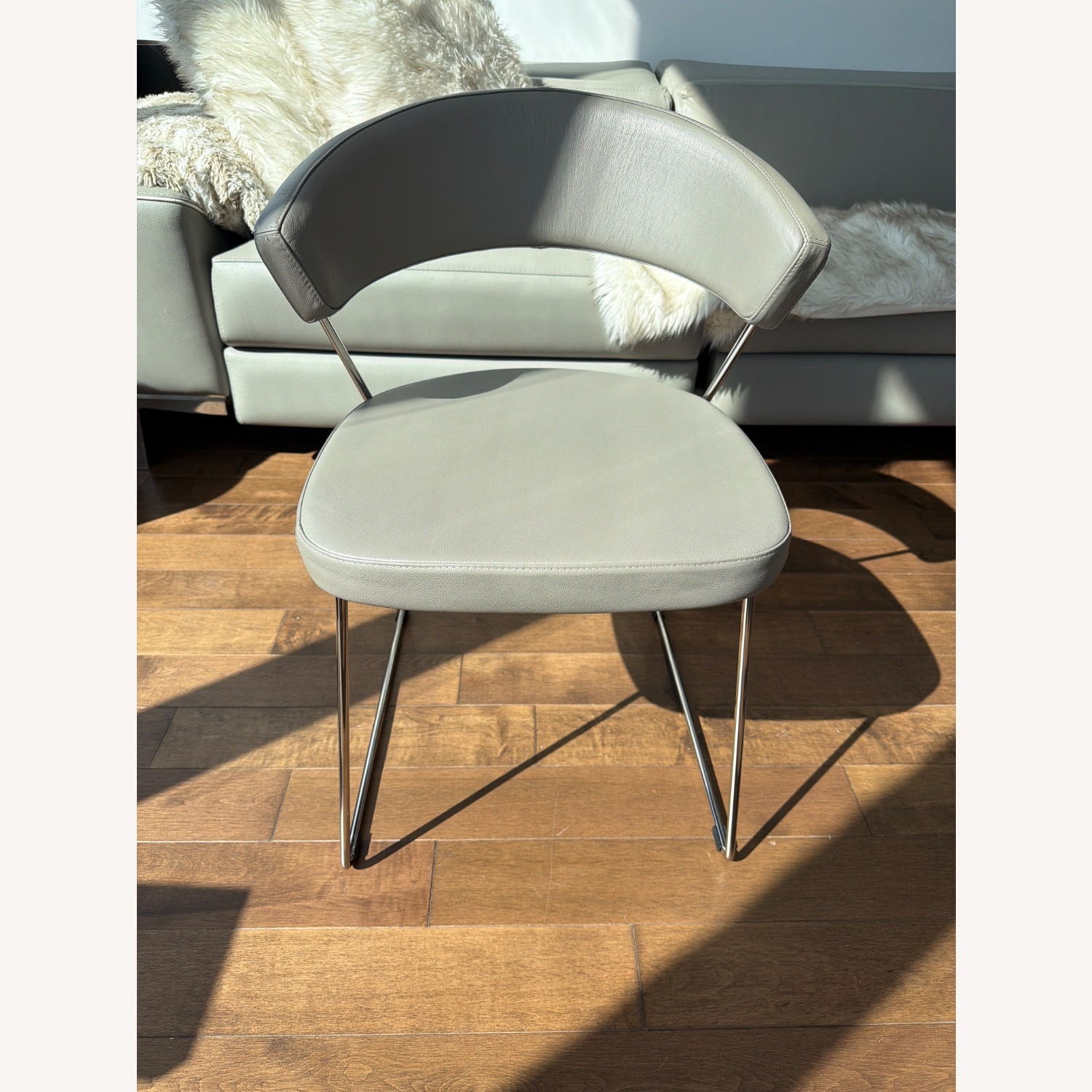 Calligaris Connubia Light Gray Leather Dining Chairs - image-1