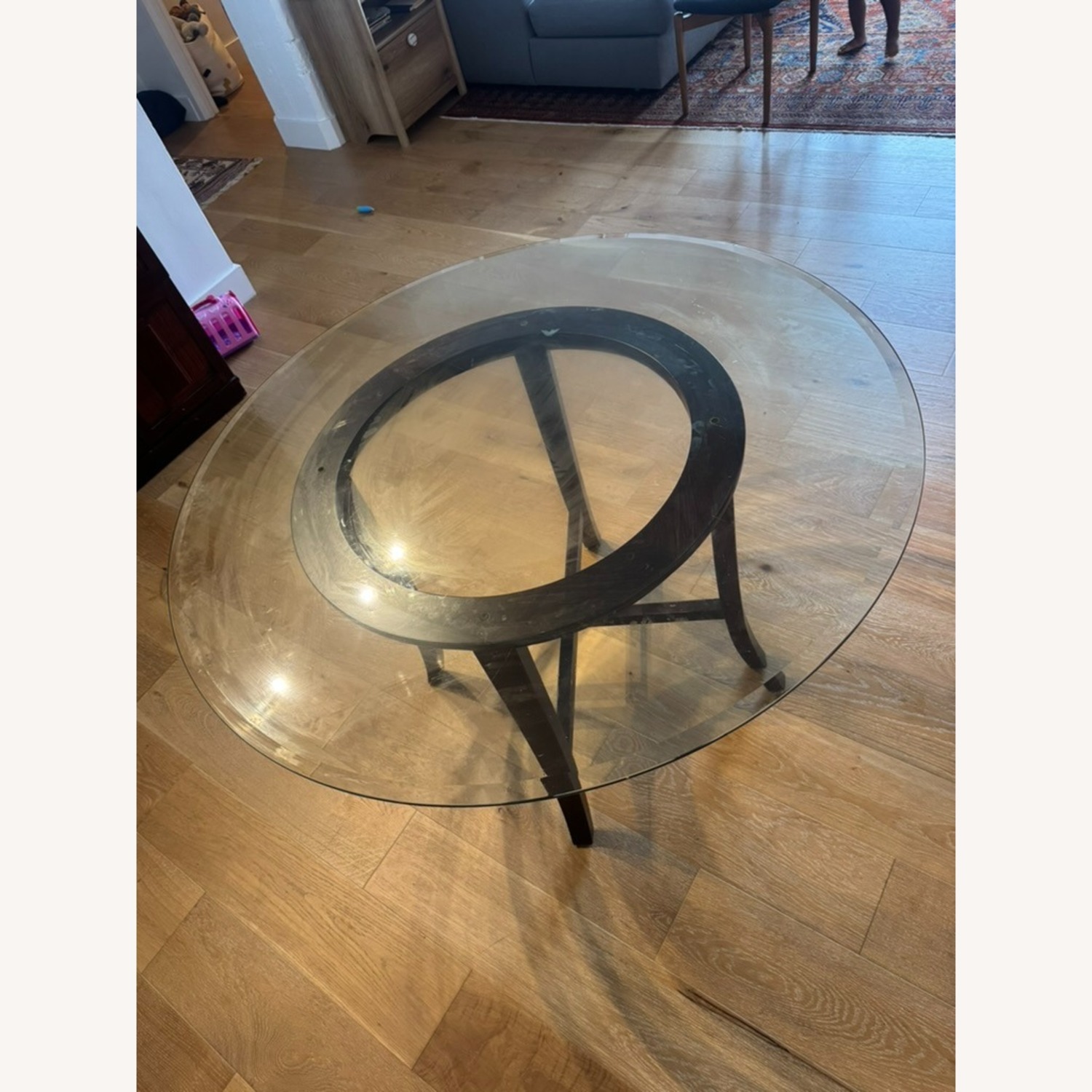 Crate & Barrel Glass Top Dining Table Seats 4-6 - image-2
