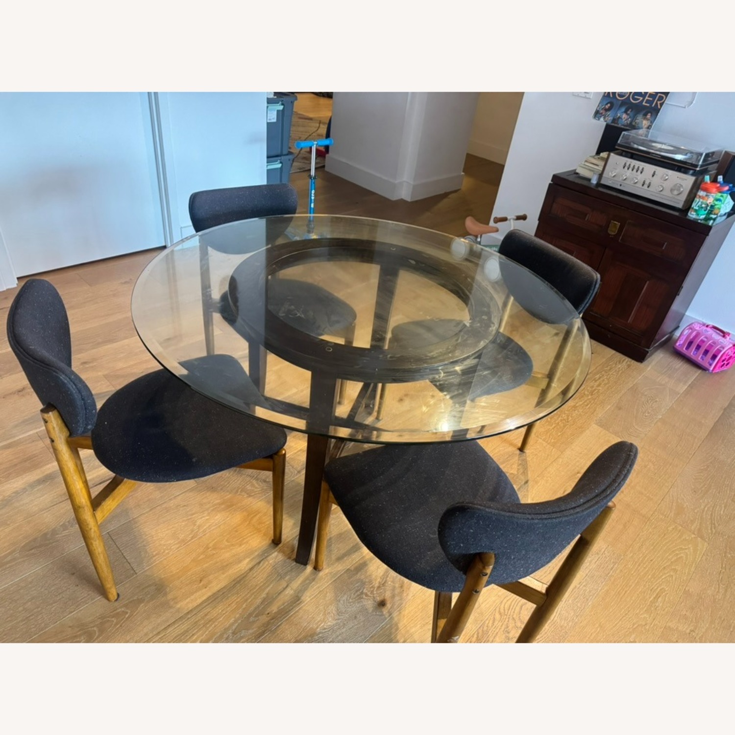 Crate & Barrel Glass Top Dining Table Seats 4-6 - image-4