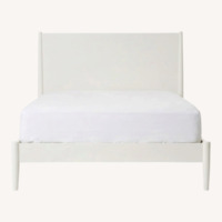 West Elm White Wood Queen Bed