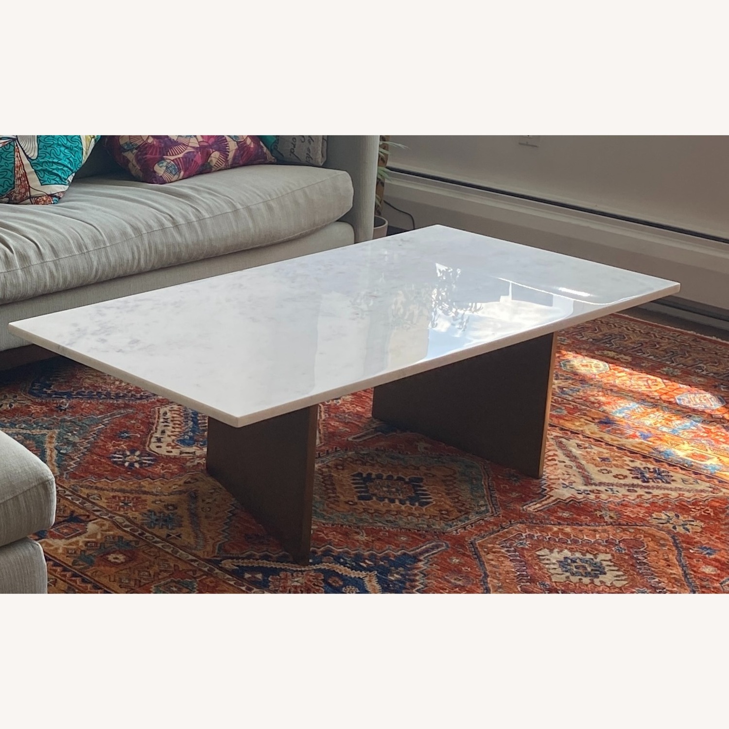 CB2 White Marble Coffee Table - image-2