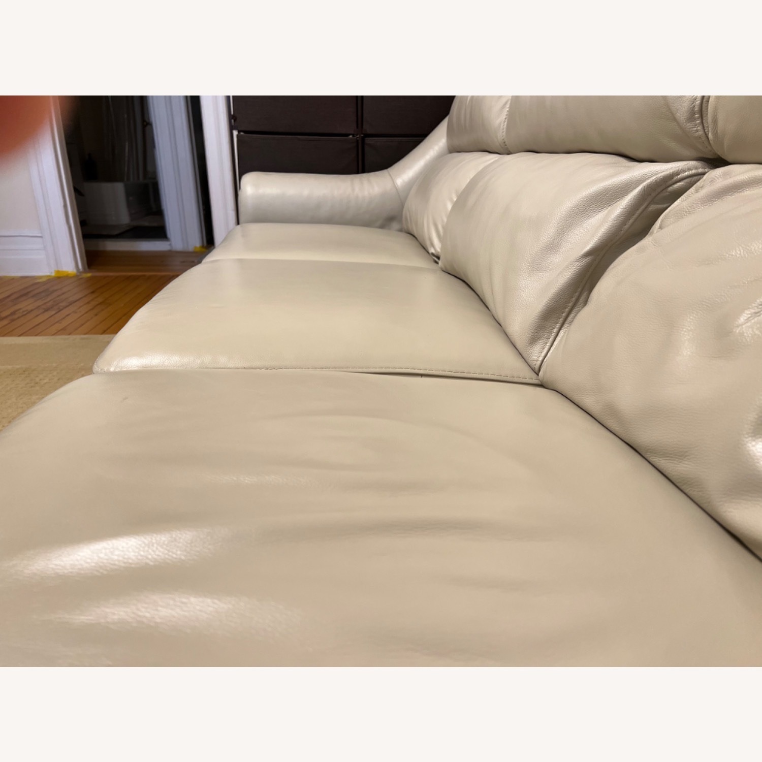 Raymour & Flanigan Beige Genuine Leather Sofa - image-3