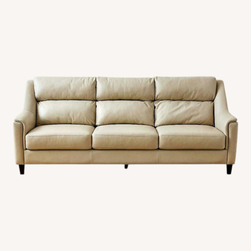 Used Raymour & Flanigan Beige Genuine Leather Sofa for sale on AptDeco