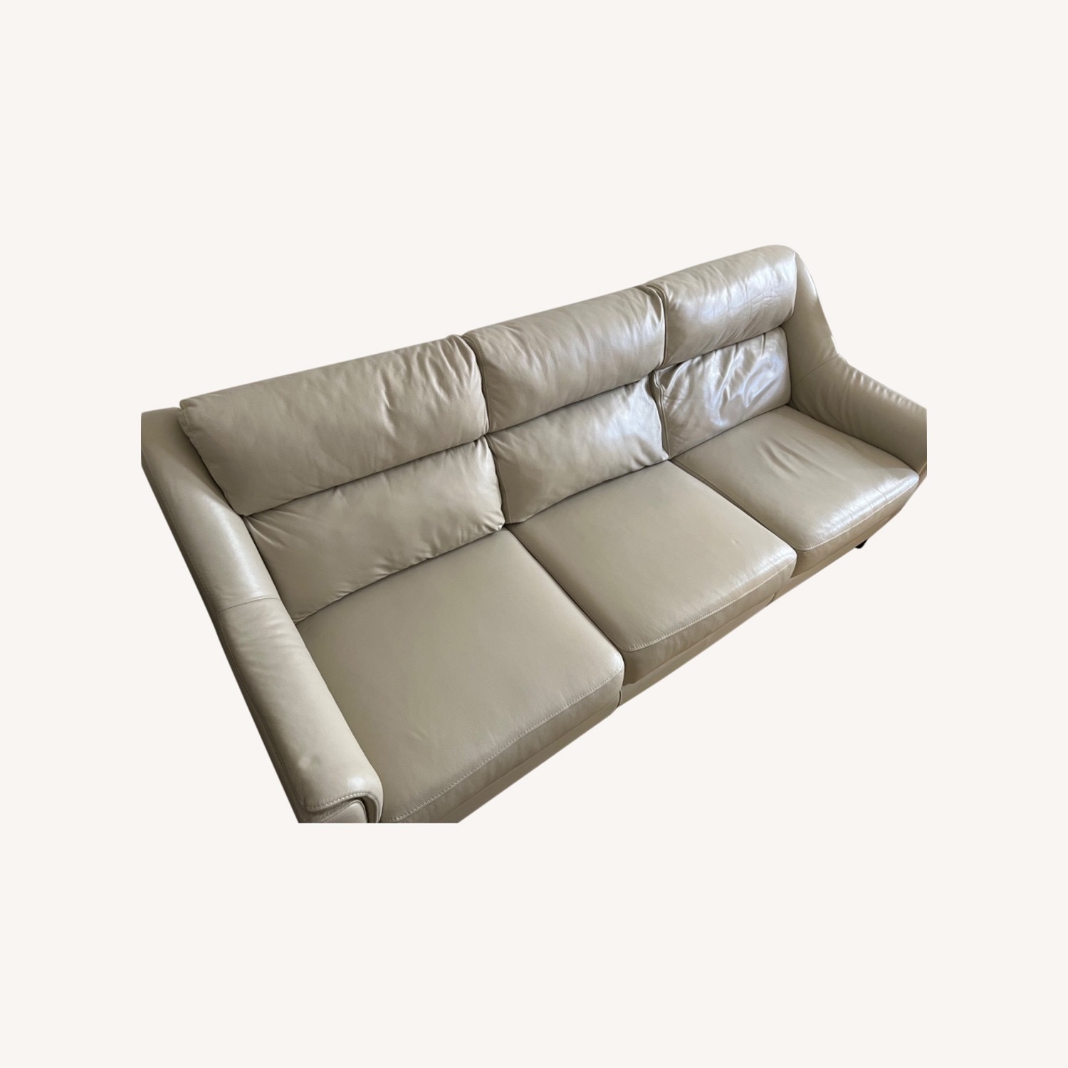 Raymour & Flanigan Beige Genuine Leather Sofa - image-4