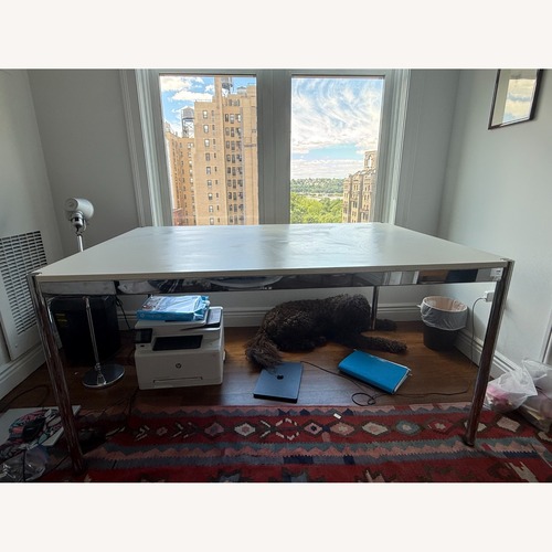 Used USM Modular Furniture White Metal Dining Table for sale on AptDeco