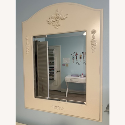 Used Bellini White Wood Angel Mirror  for sale on AptDeco
