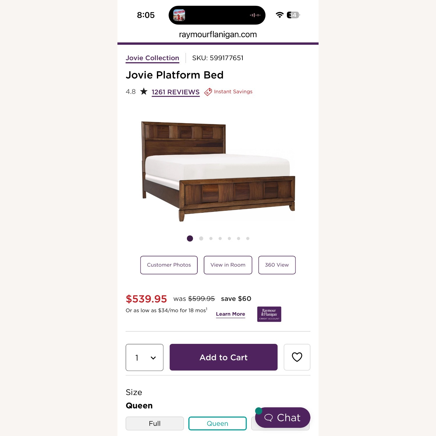 Raymour & Flanigan Jovie Dark Brown Wood Queen Bed - image-2