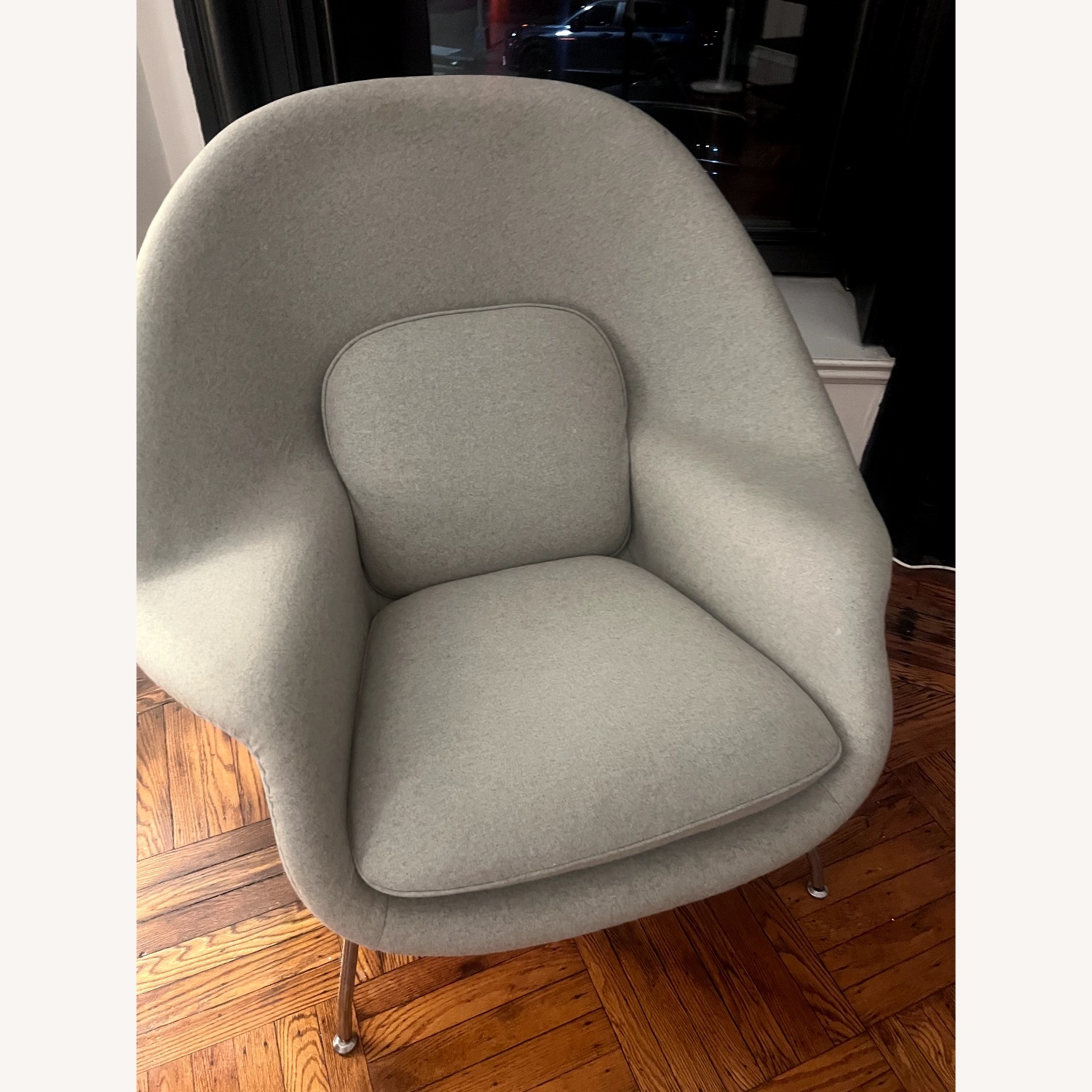 Light Gray Womb Replica Chair + Ottoman - image-3