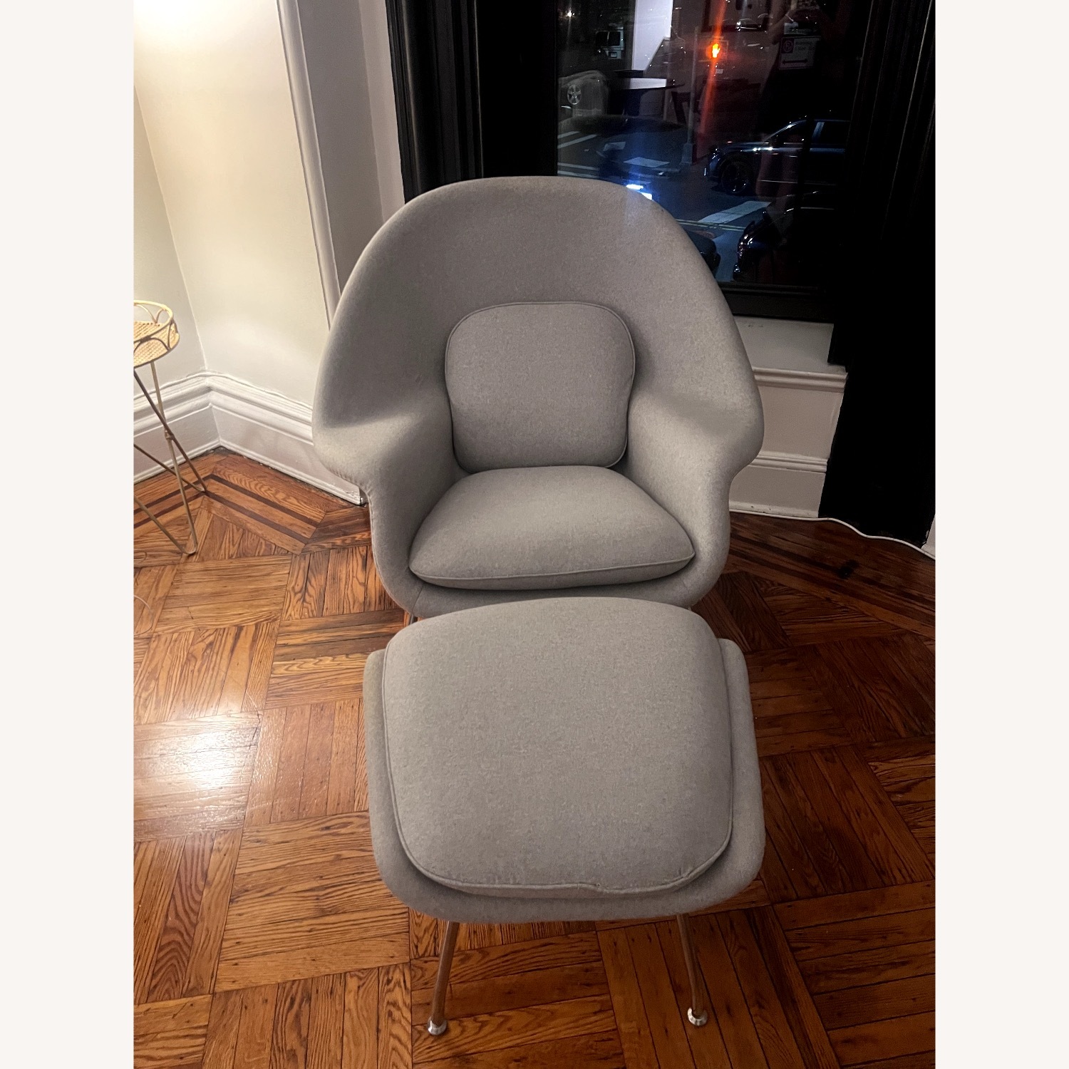 Light Gray Womb Replica Chair + Ottoman - image-1
