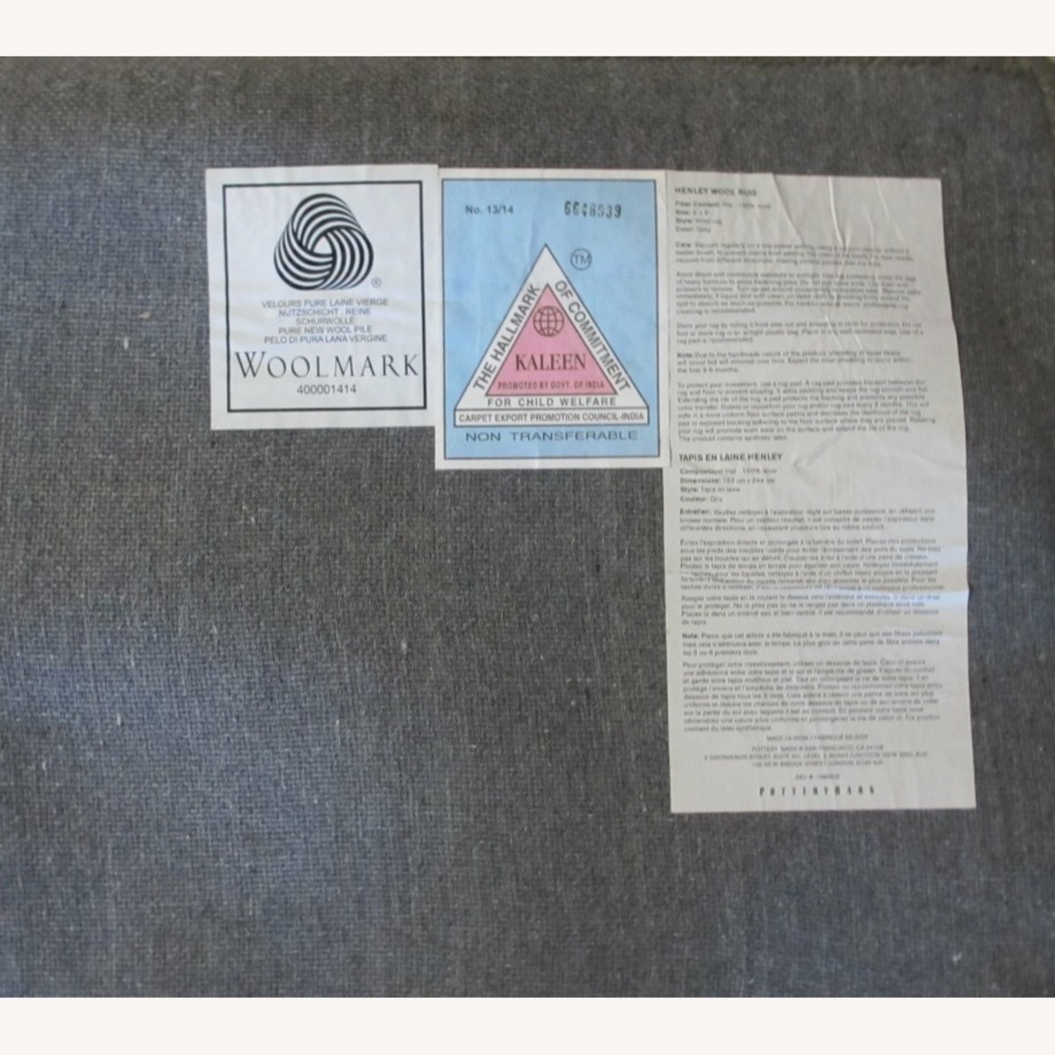 Pottery Barn Henley Grey 100% Wool Rug 9x12 - image-3