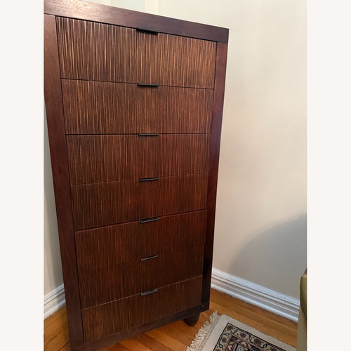 Used Crate & Barrel Nile Dark Brown Wood Tall Dresser for sale on AptDeco