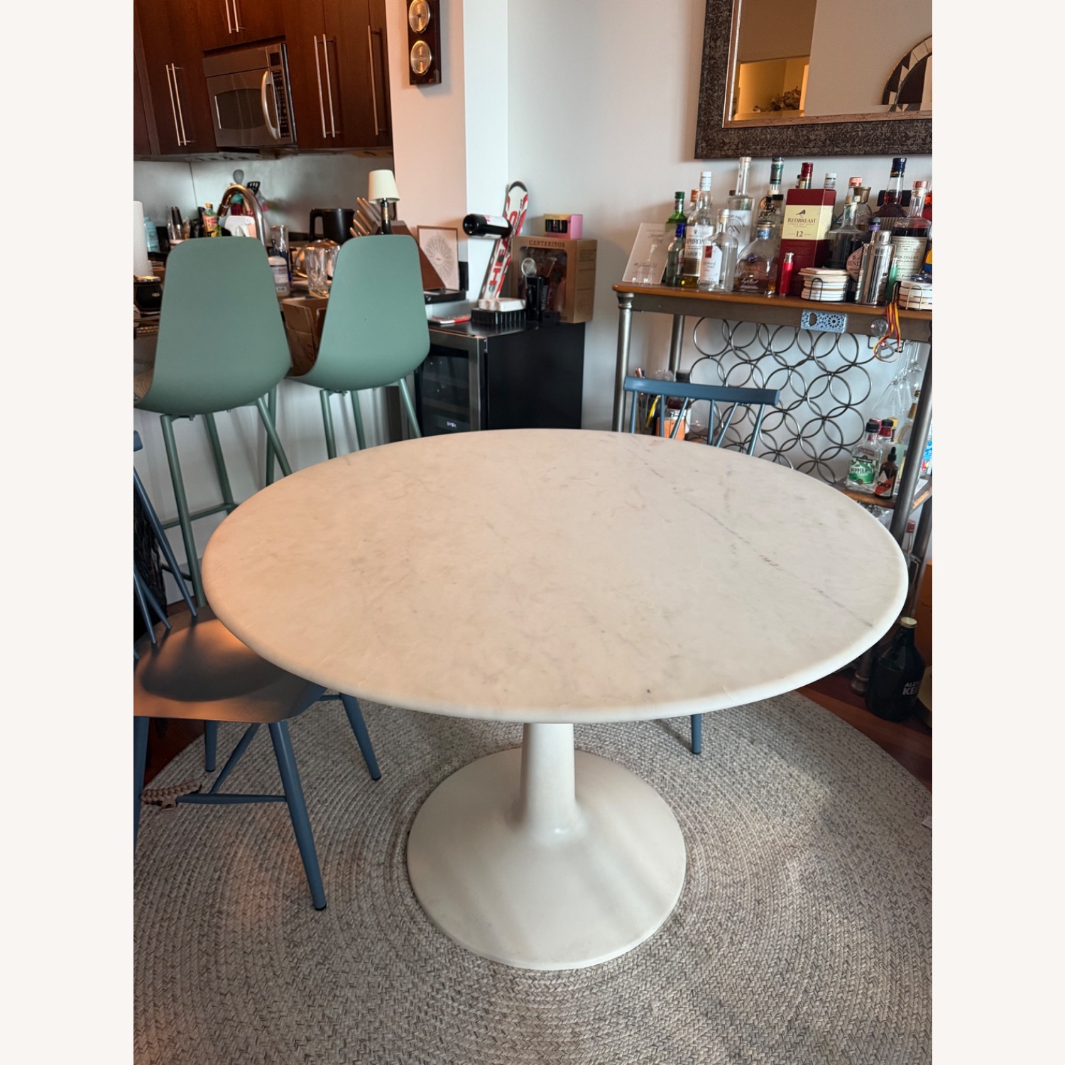 West Elm White Marble Dining Table - image-1