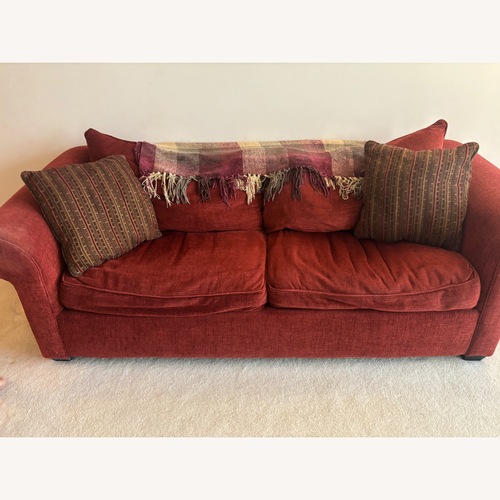 Used Storehouse Furniture Red Fabric 3+ Seater Sofa for sale on AptDeco