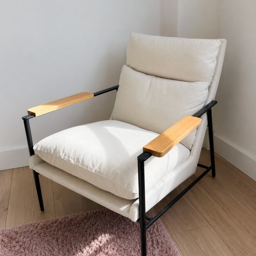Used West Elm Kinsley White Armchair for sale on AptDeco