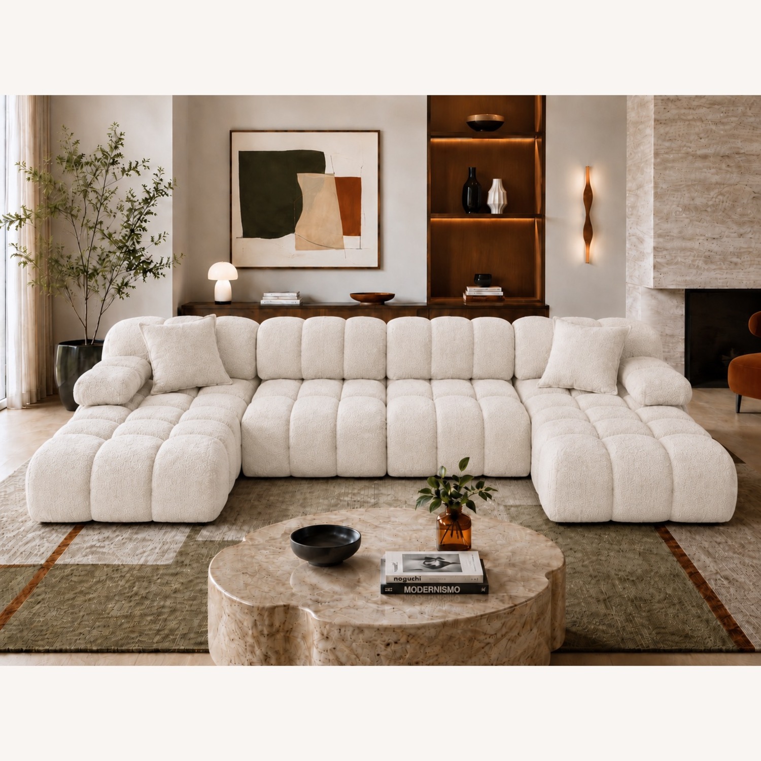 Rove Concepts White Boucle 3+ Seater Sofa - image-1