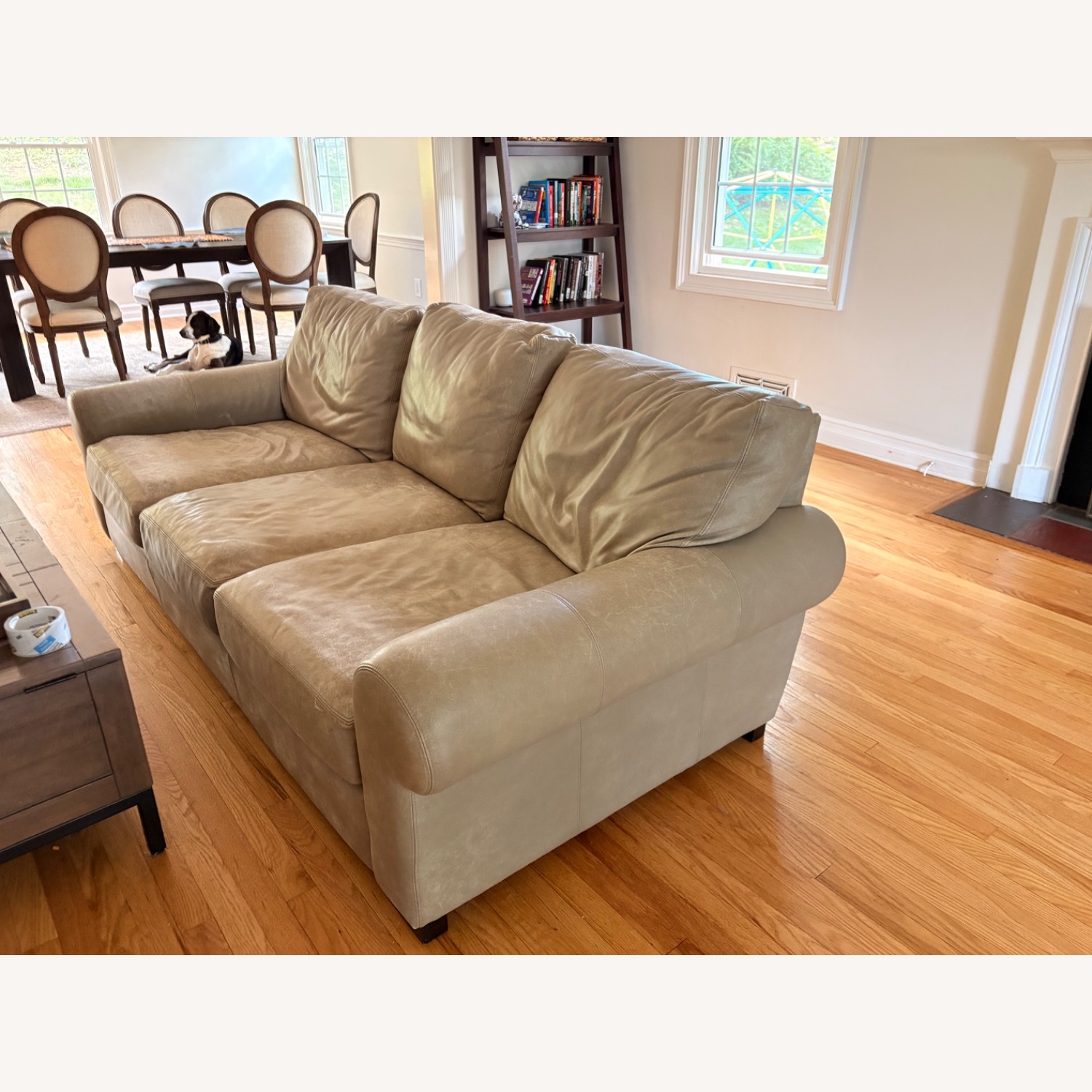 Pottery Barn Townsend Light Gray Leather 3+ Seater Sofa - image-1