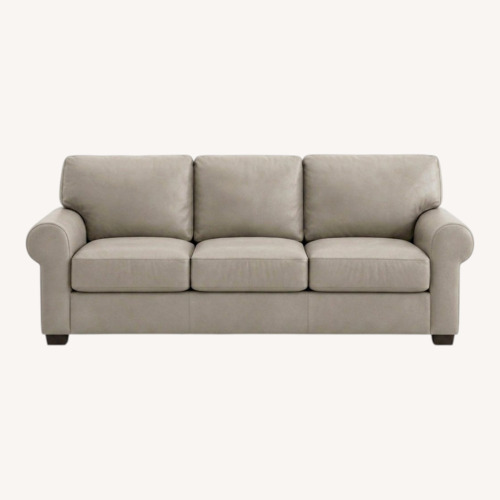 Used Pottery Barn Townsend Light Gray Leather 3+ Seater Sofa for sale on AptDeco