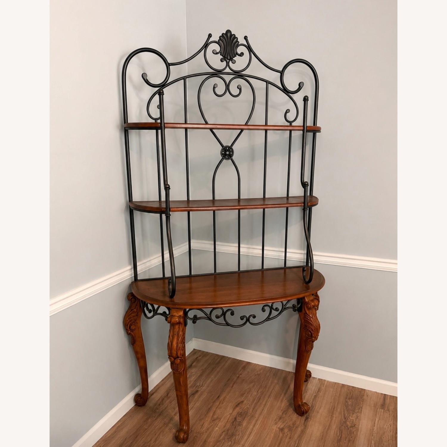 Ornate Metal & Wood Bakers Rack/ Display Shelf - image-3