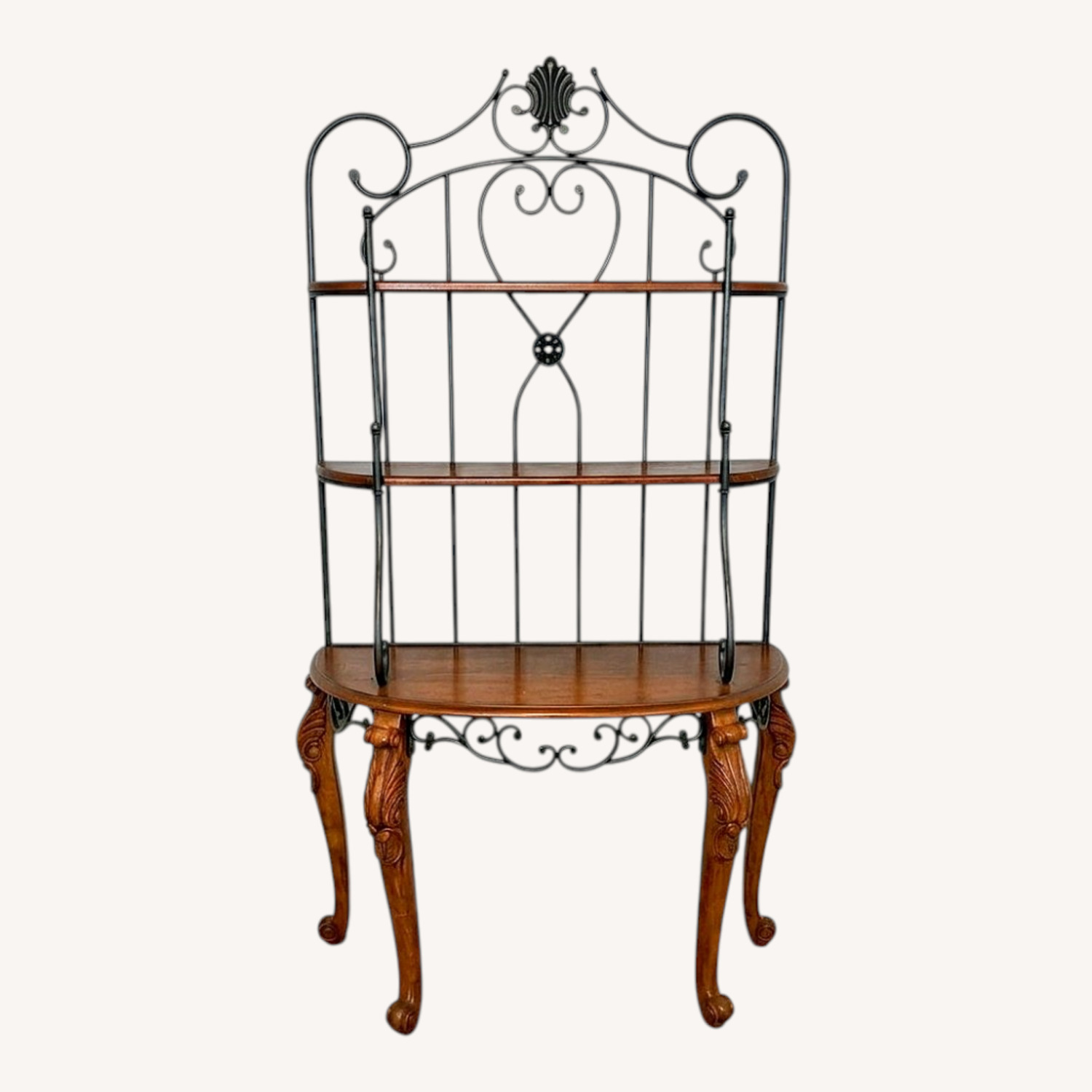 Ornate Metal & Wood Bakers Rack/ Display Shelf - image-0