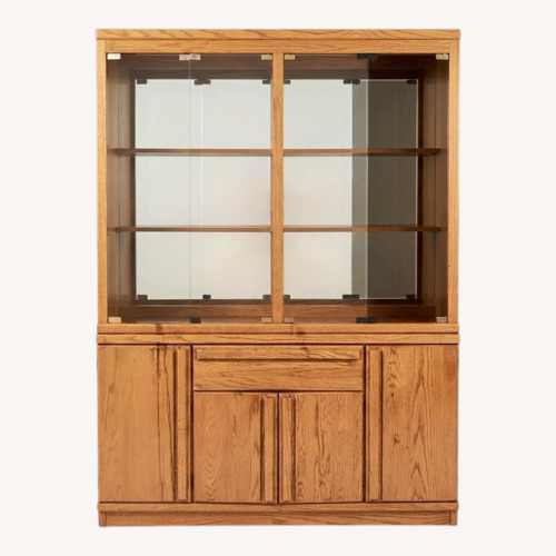Used Vintage/Antique Light Brown Wood Veneer Chest for sale on AptDeco
