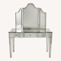 Mirrored Glass Vanity with Chair