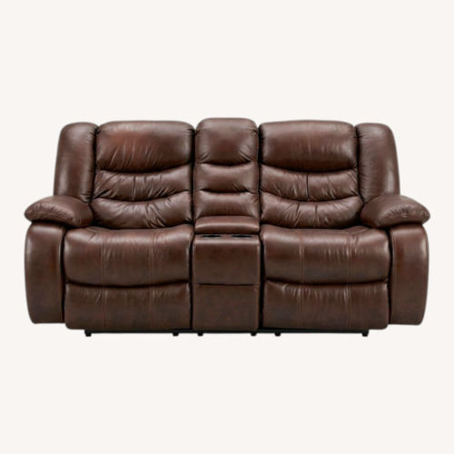 Used Dark Brown Leather Loveseat for sale on AptDeco
