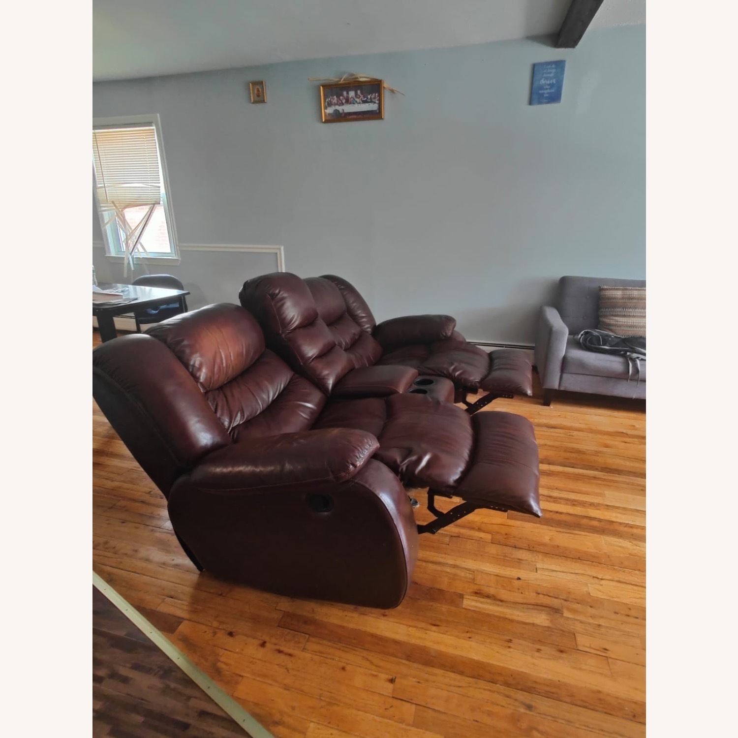 Dark Brown Leather Loveseat - image-2
