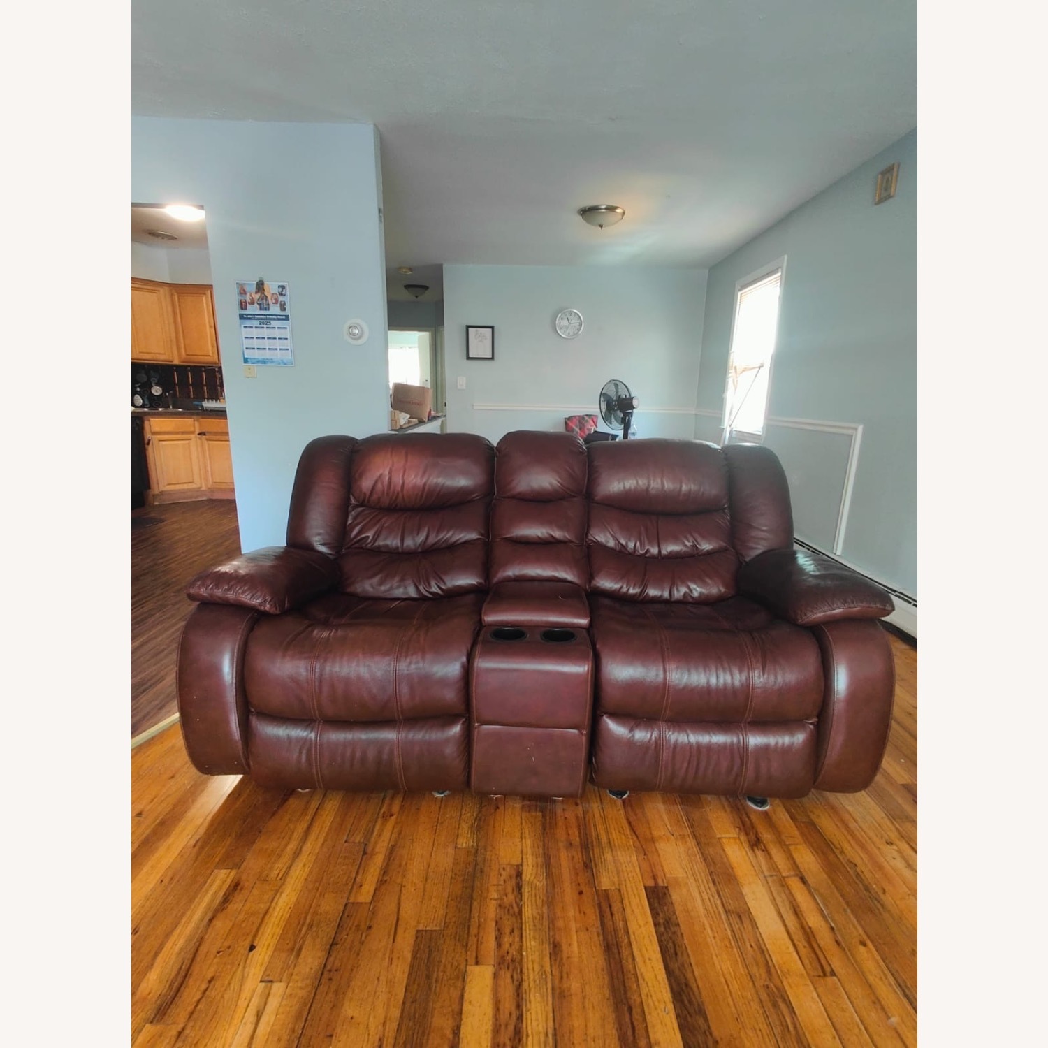 Dark Brown Leather Loveseat - image-1