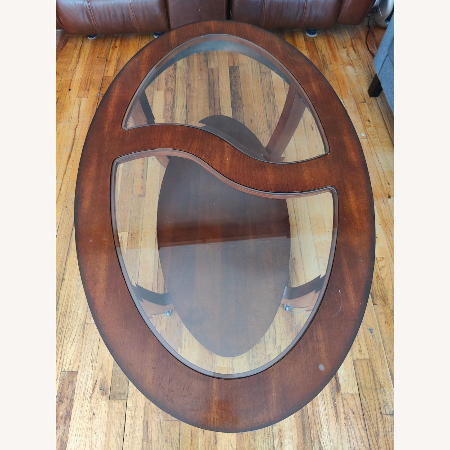 Dark Brown Glass Coffee Table - image-3