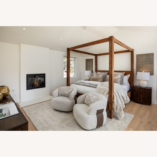Used Pottery Barn Menlo Natural Wood King Bed for sale on AptDeco
