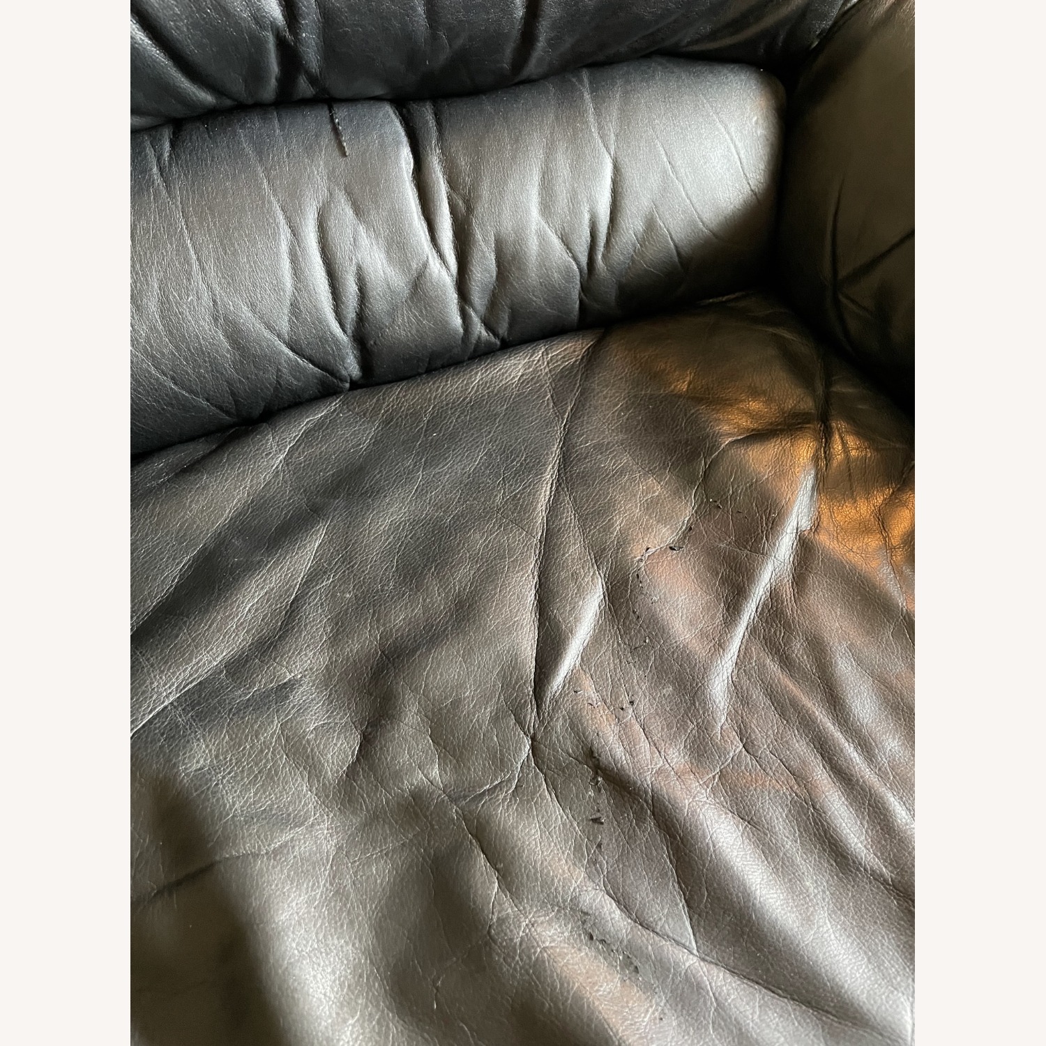 Midnight Blue Leather Sleeper Sofa - image-3