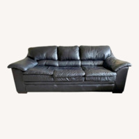 Midnight Blue Leather Sleeper Sofa