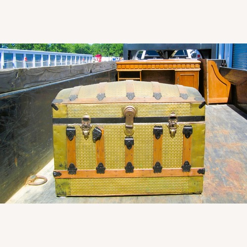 Used Unique Vintage Gold Tone Hump Top Trunk for sale on AptDeco