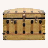 Unique Vintage Gold Tone Hump Top Trunk
