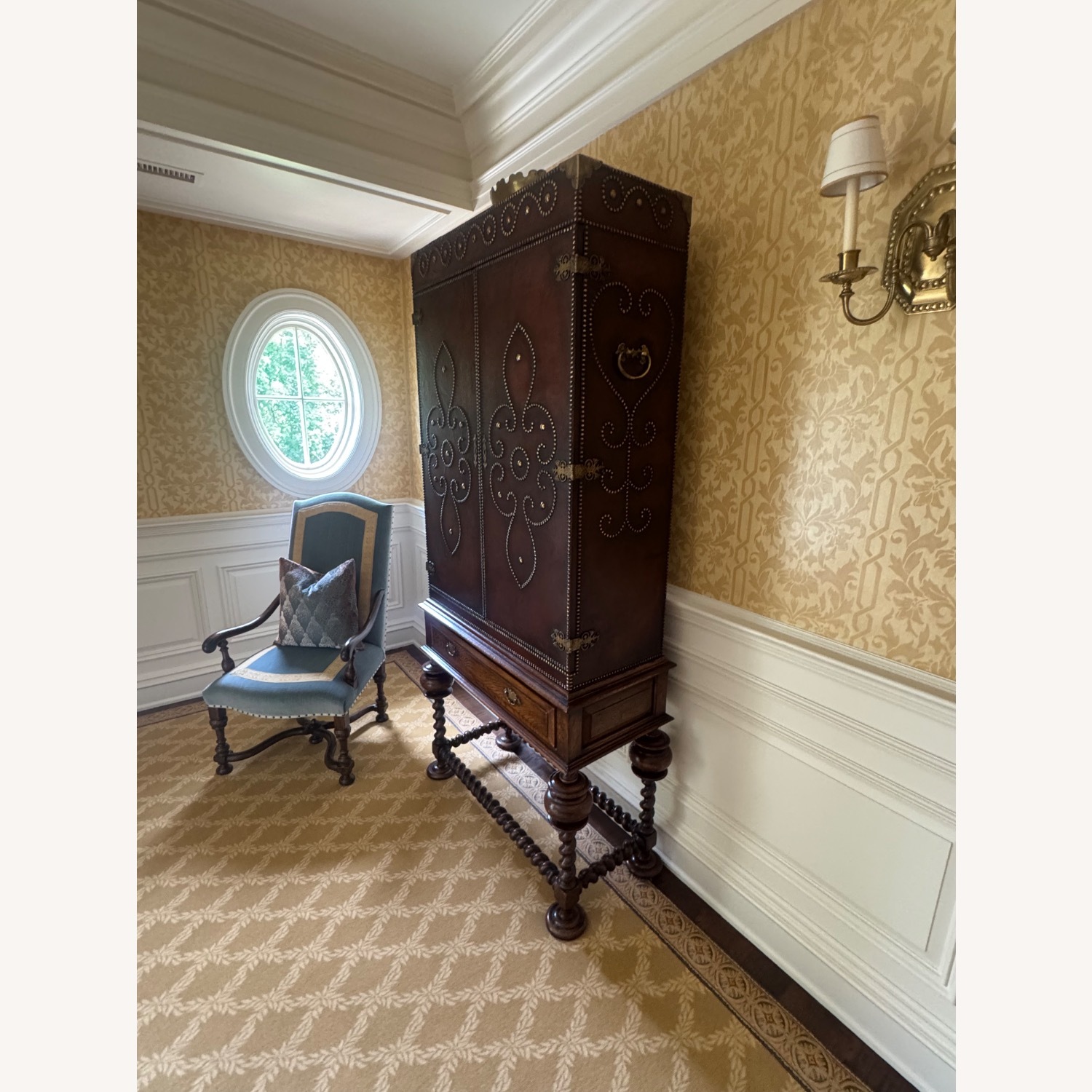 Vintage/Antique Dark Brown Leather Armoire - image-3