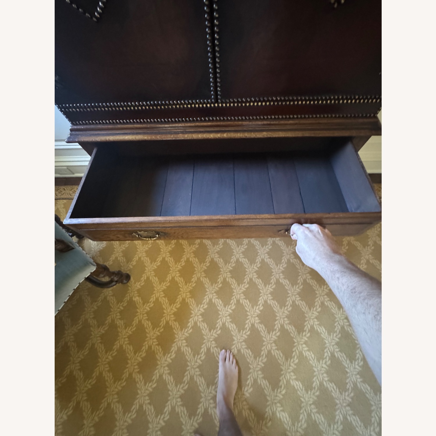 Vintage/Antique Dark Brown Leather Armoire - image-6