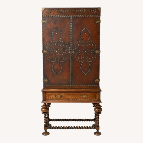 Used Vintage/Antique Dark Brown Leather Armoire for sale on AptDeco