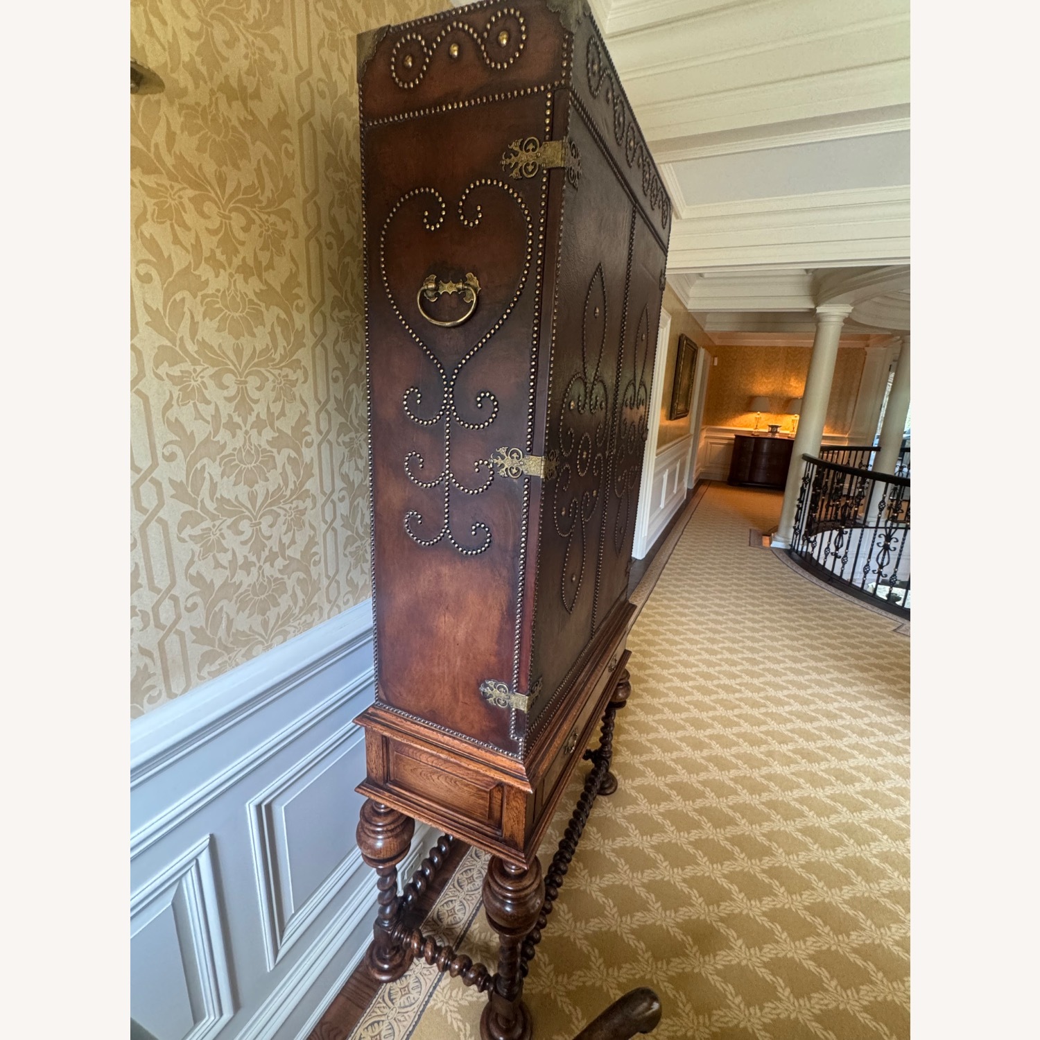 Vintage/Antique Dark Brown Leather Armoire - image-5