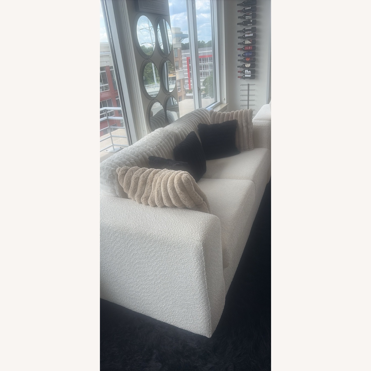 White Fabric 3+ Seater Sofa - image-2