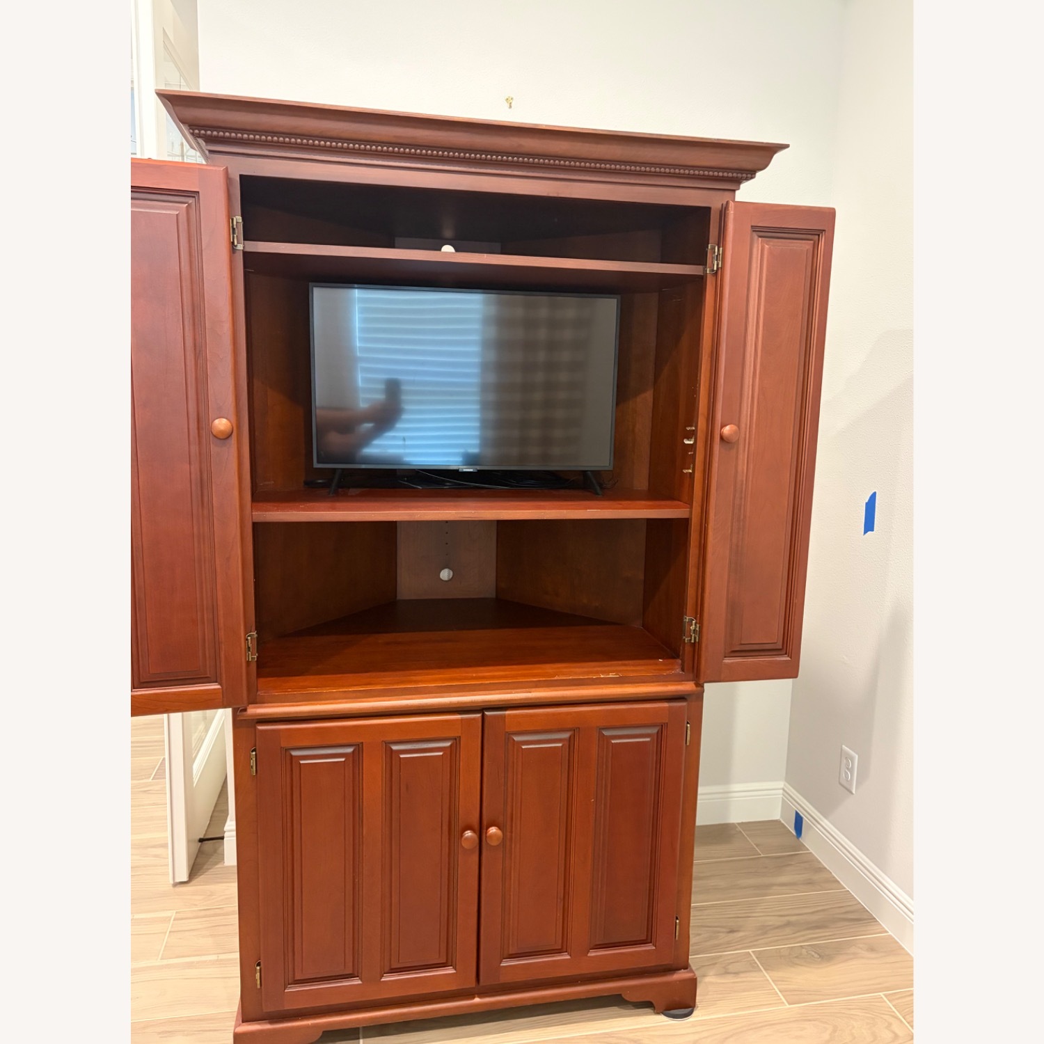 Solid Cherry Corner Armoire / TV Cabinet - image-2