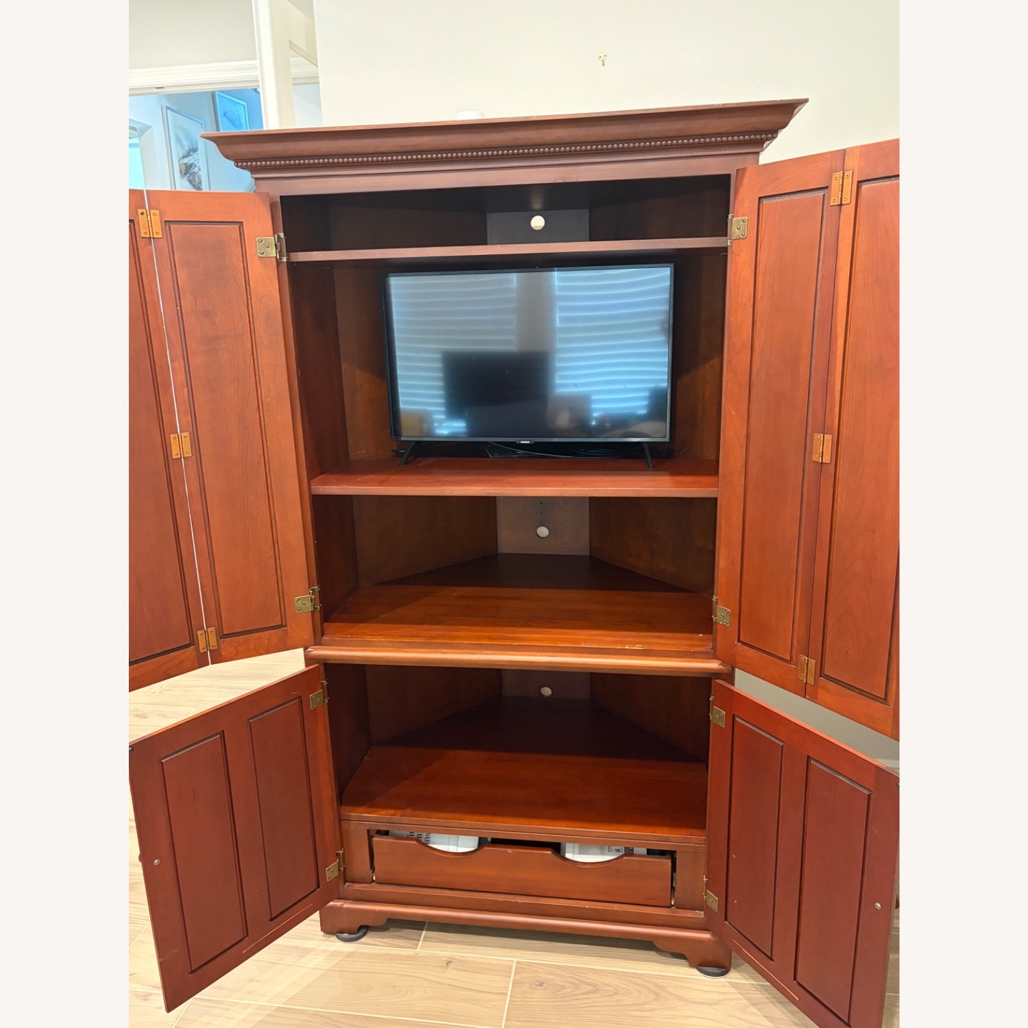 Solid Cherry Corner Armoire / TV Cabinet - image-3
