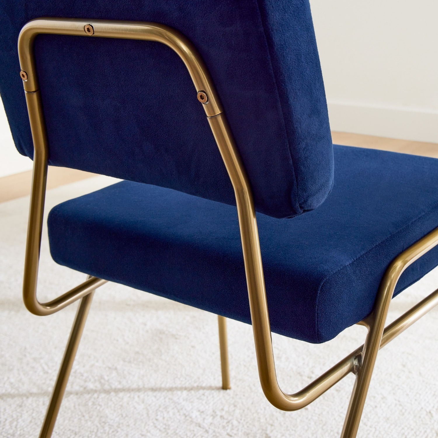 West Elm Blue Fabric Wire Frame Dining Chairs - image-3