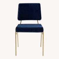 West Elm Blue Fabric Wire Frame Dining Chairs
