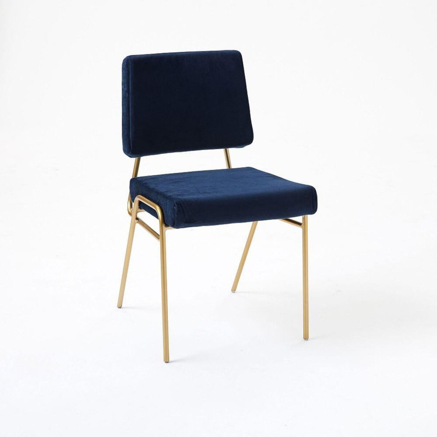 West Elm Blue Fabric Wire Frame Dining Chairs - image-6