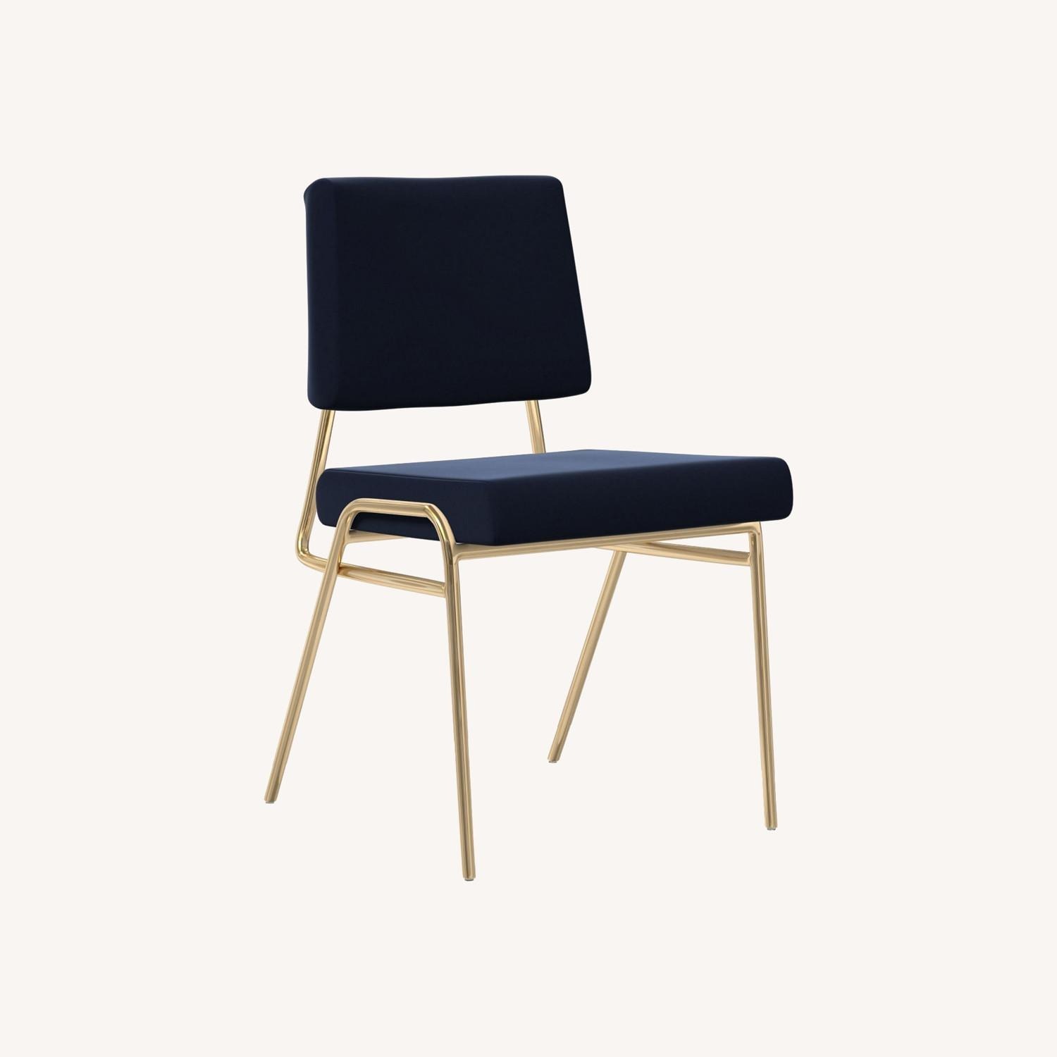 West Elm Blue Fabric Wire Frame Dining Chairs - image-1